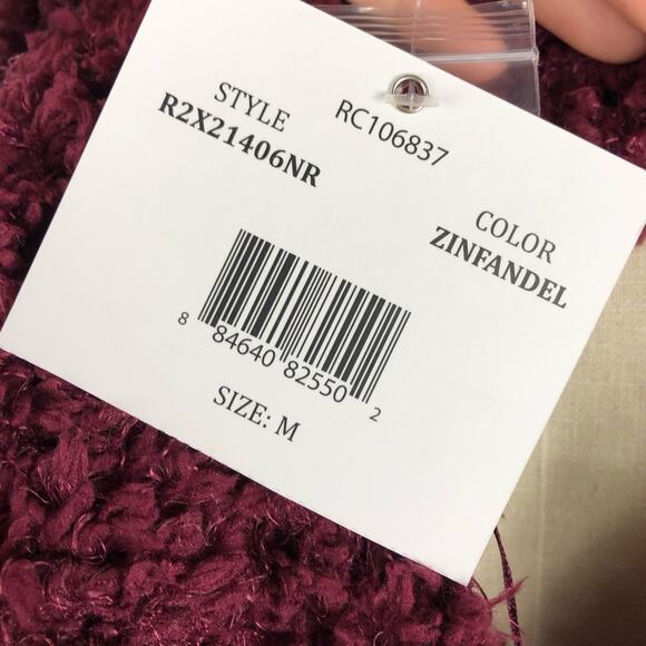 RXB Wine Cozy Popcorn Button Down Cardigan M NWT Medium Textured V-Neck - Picture 5 of 6